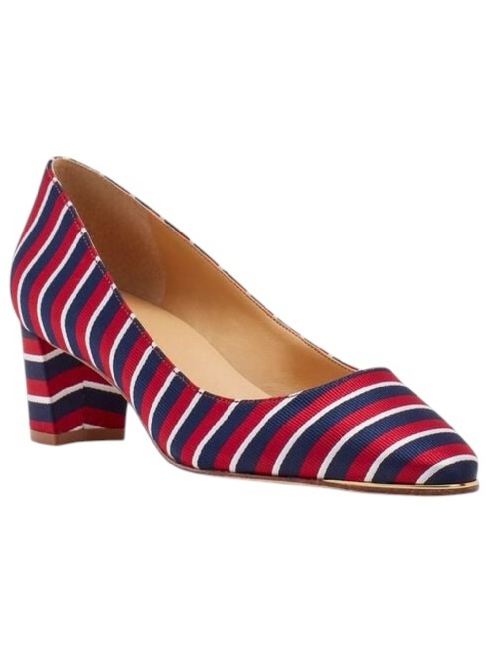 Talbots Women’s Red, White & Blue Stripe Kelsey Block Almond Toe Pumps- Size 8